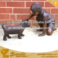 Bronze little Boy with Dog Statue